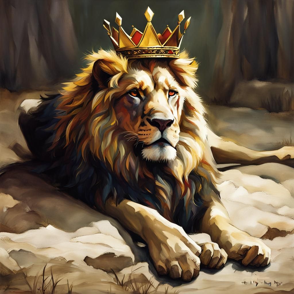Majestic Lion King on Ornate Throne