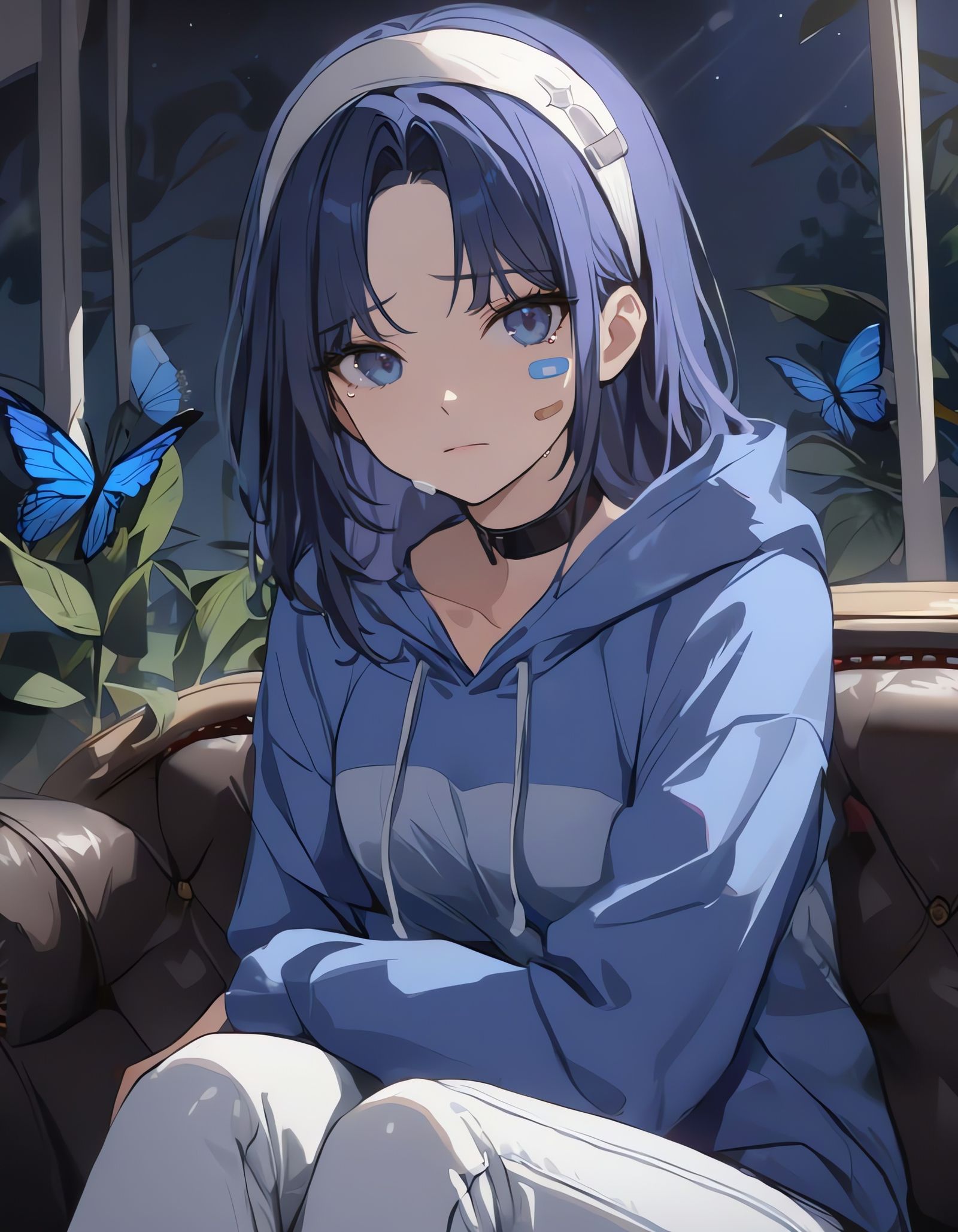 Sad Girl with Butterfly in Chiaroscuro Style