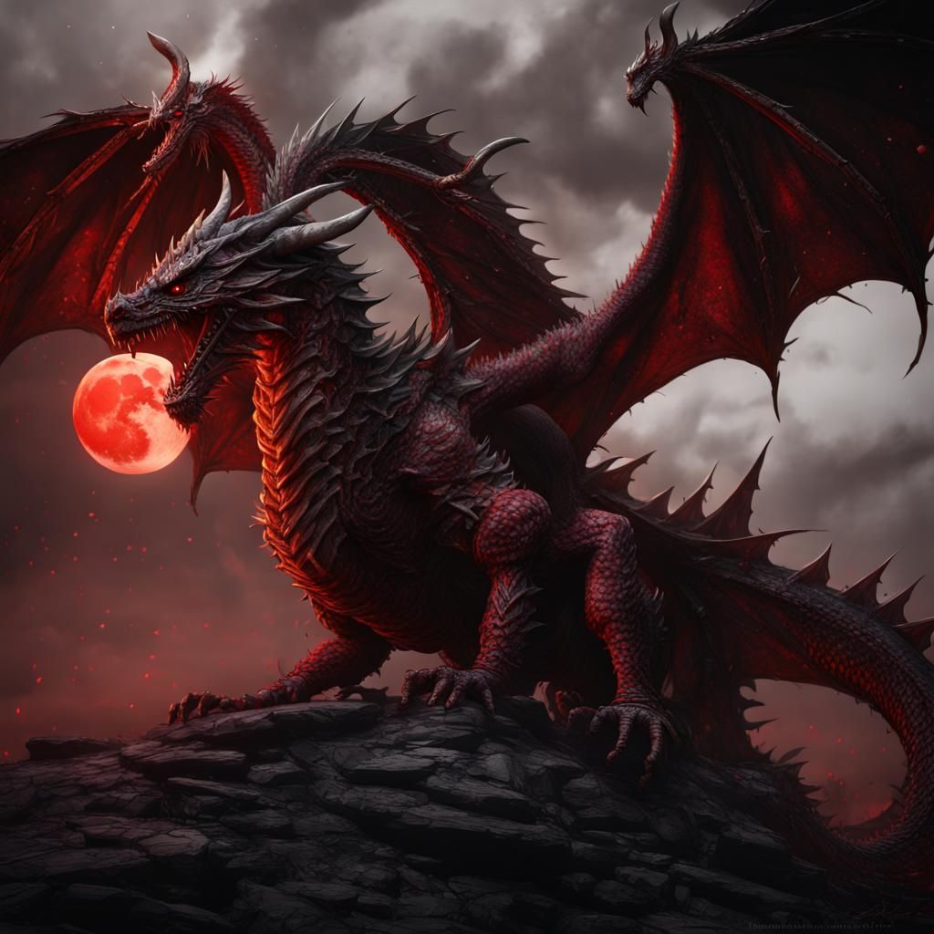 Dark Souls Dragon Under Blood Red Moon
