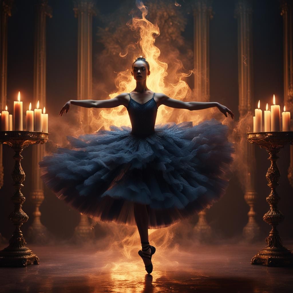 Smoke Ballet Dancer in a Dark Room