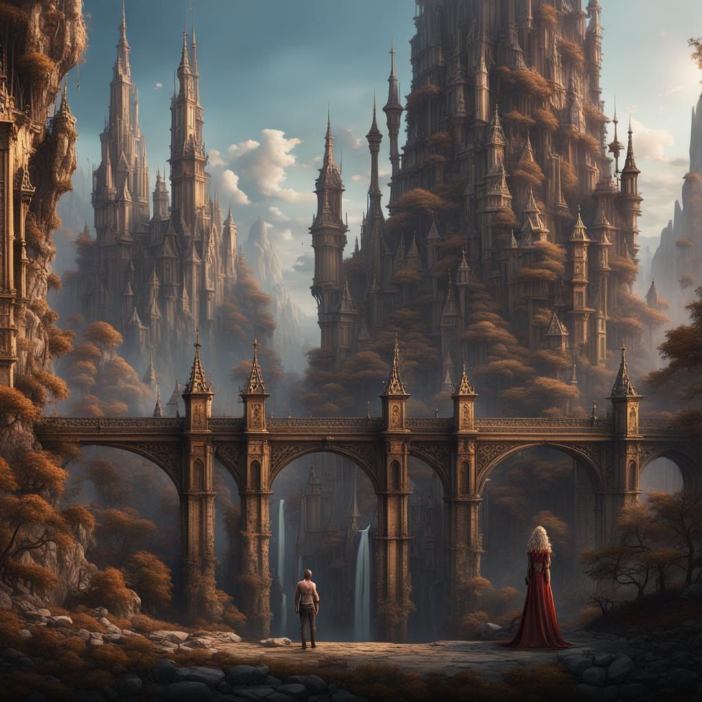 People of Varying Heights: A Detailed Matte Painting