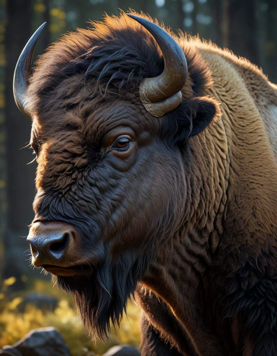 Bison Wildlife Concept Art in Hyperrealistic Style