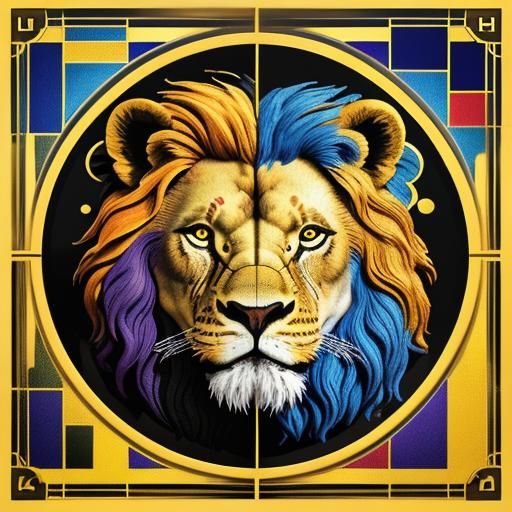 Lego Lion Eclipse in Geometric Pop Art