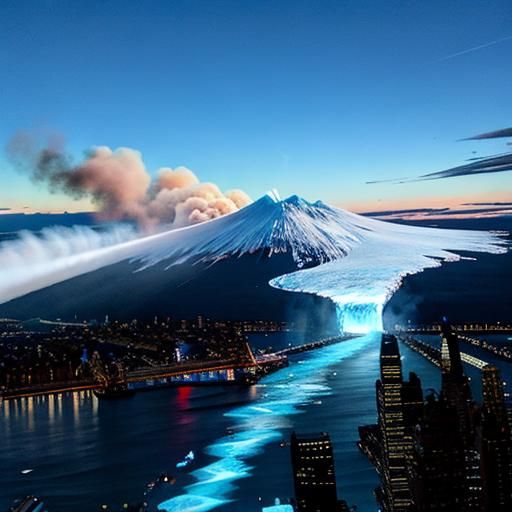 Fiery Glacier Melts Over New York City