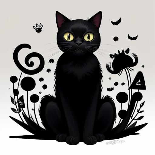 Minimalist Black Cat Illustration