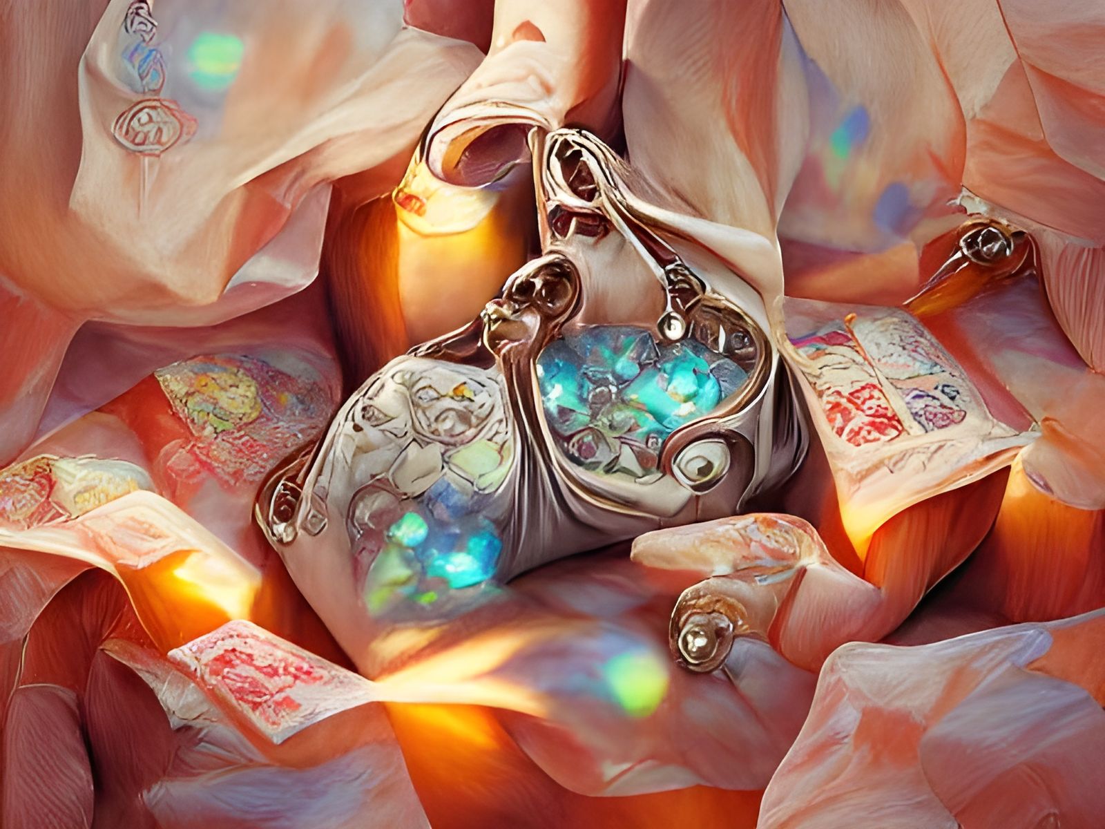 Magical Charms Radiate Energy from Mage's Bag