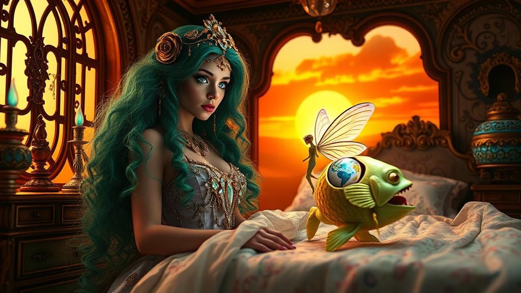 Mysterious Woman in Victorian Dollhouse, 8K Digital Art