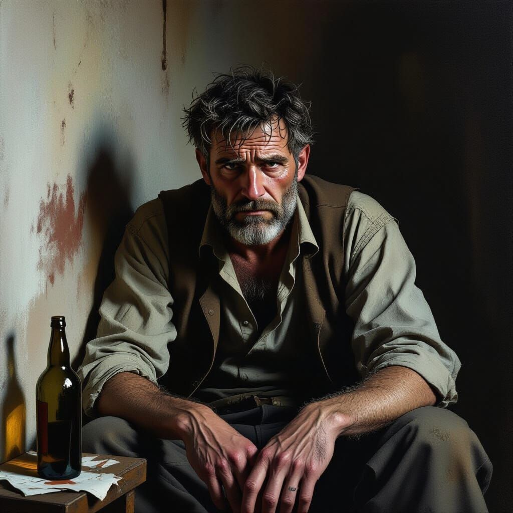 Sorrow and Despair: A Solitary Man in Darkness