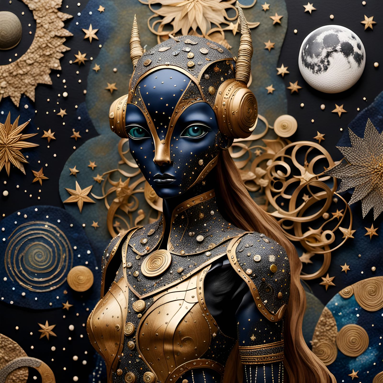 Mixed Media Collage of an Imaginative Starry Night