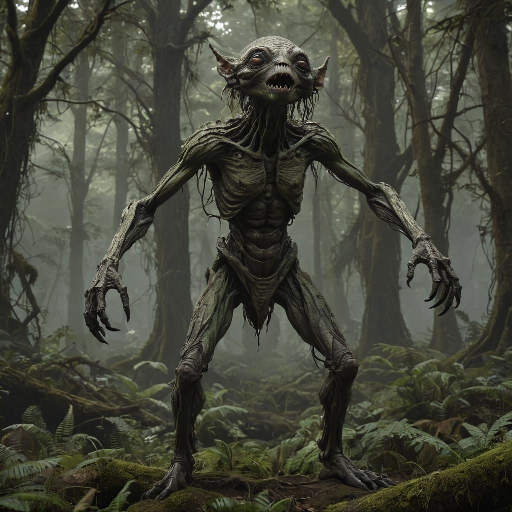 Mysterious Fairy Creature in Sci-Fi Dark Fantasy Style
