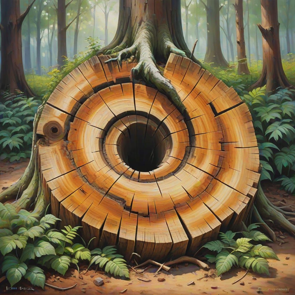 A  tree stump displaying its perfect spiral pattern