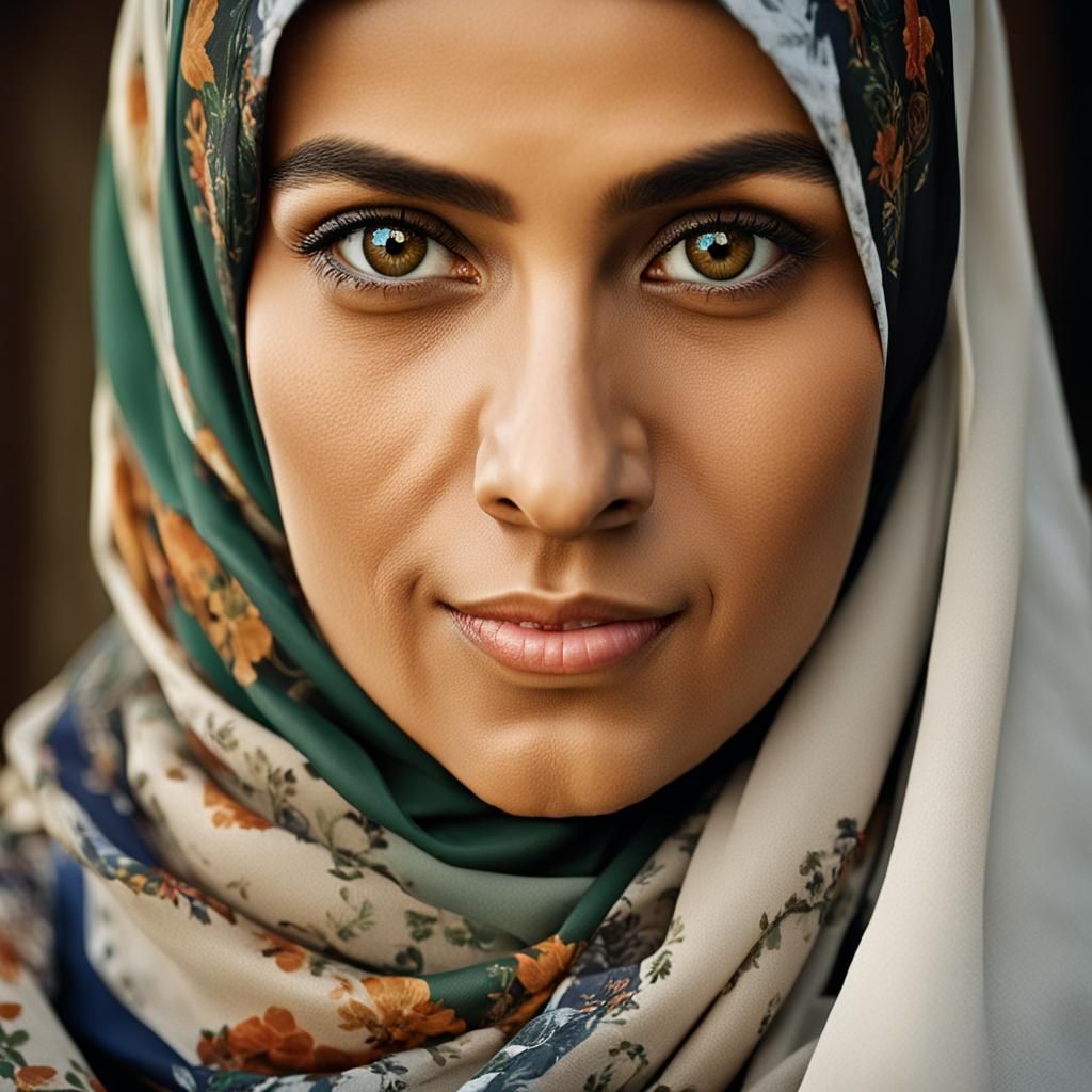 Stunning Close-Up Portrait of Woman in Hijab