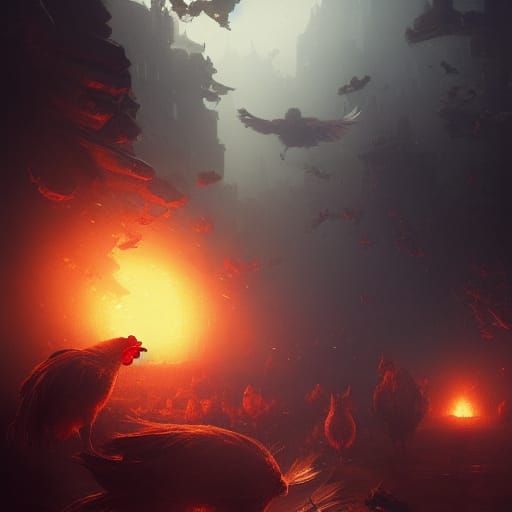 Chicken Nuggets Take Over the World: Dark Fantasy Art