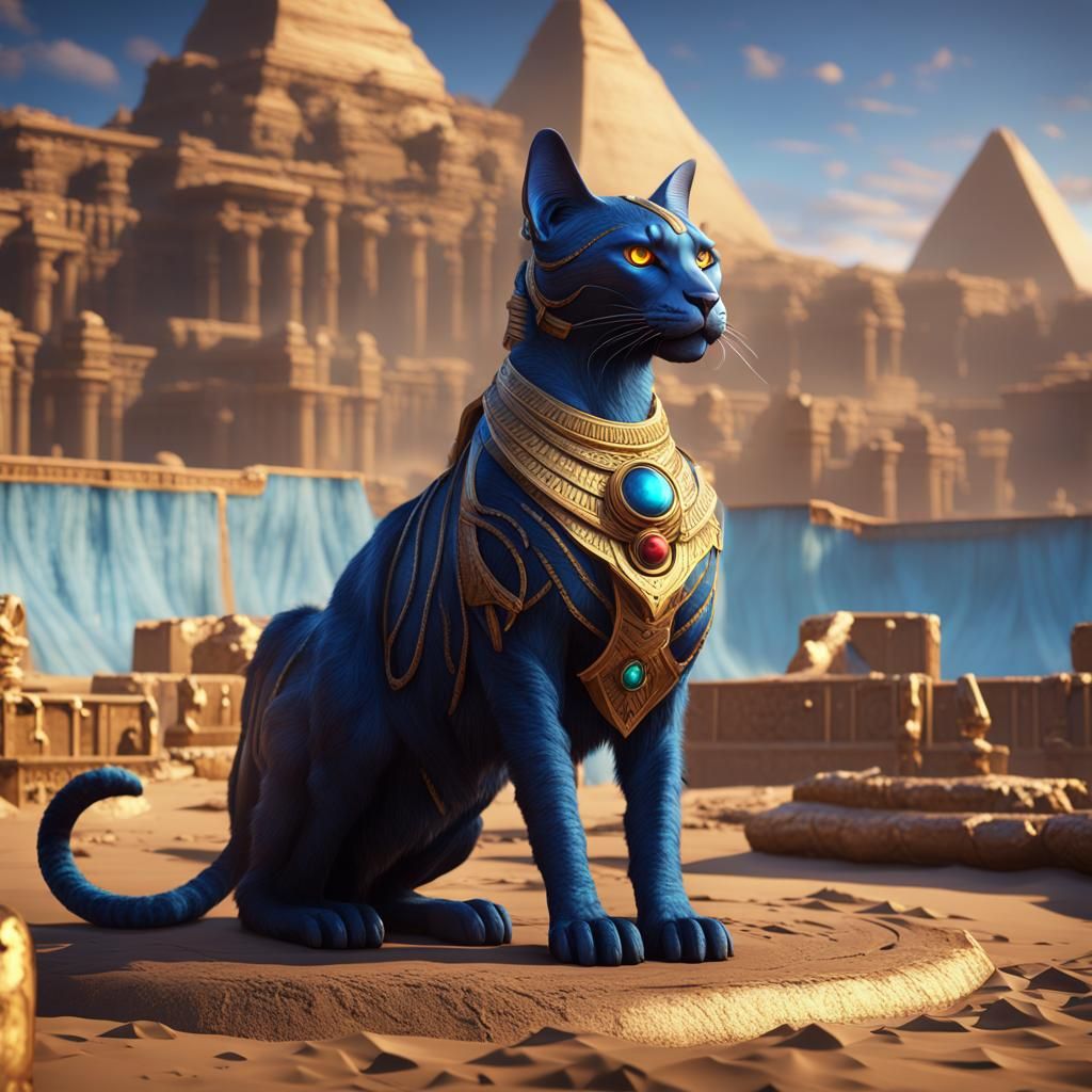 Detailed Matte Painting of Bastet in Deep Color