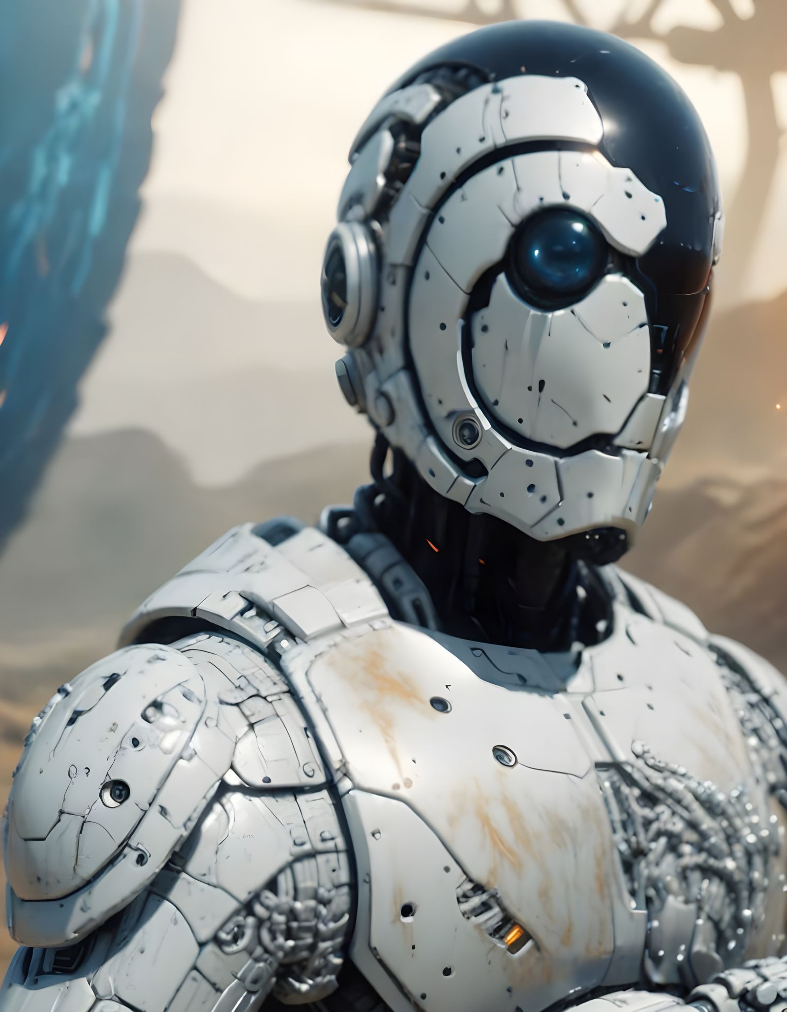 Robot Battles a Giant Centipede on Alien Planet