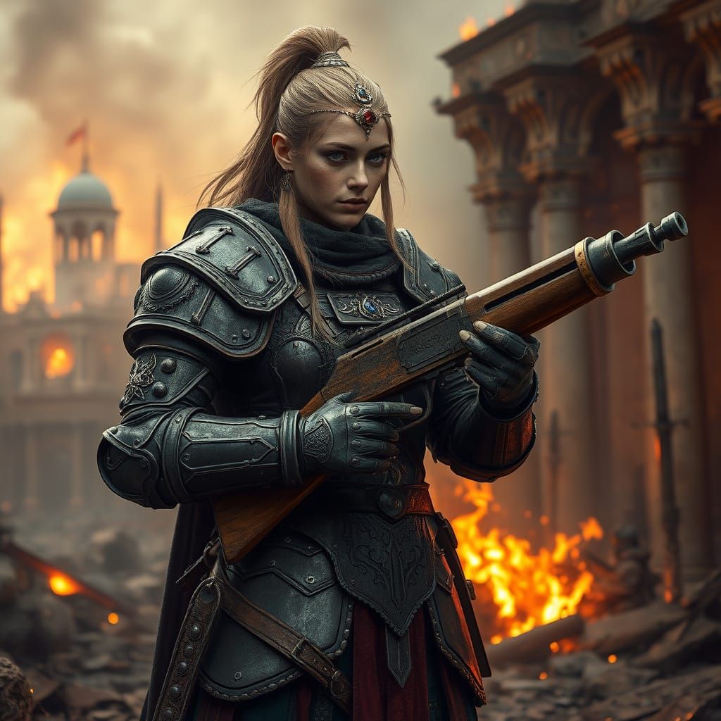 Warrior in Ancient City Inferno