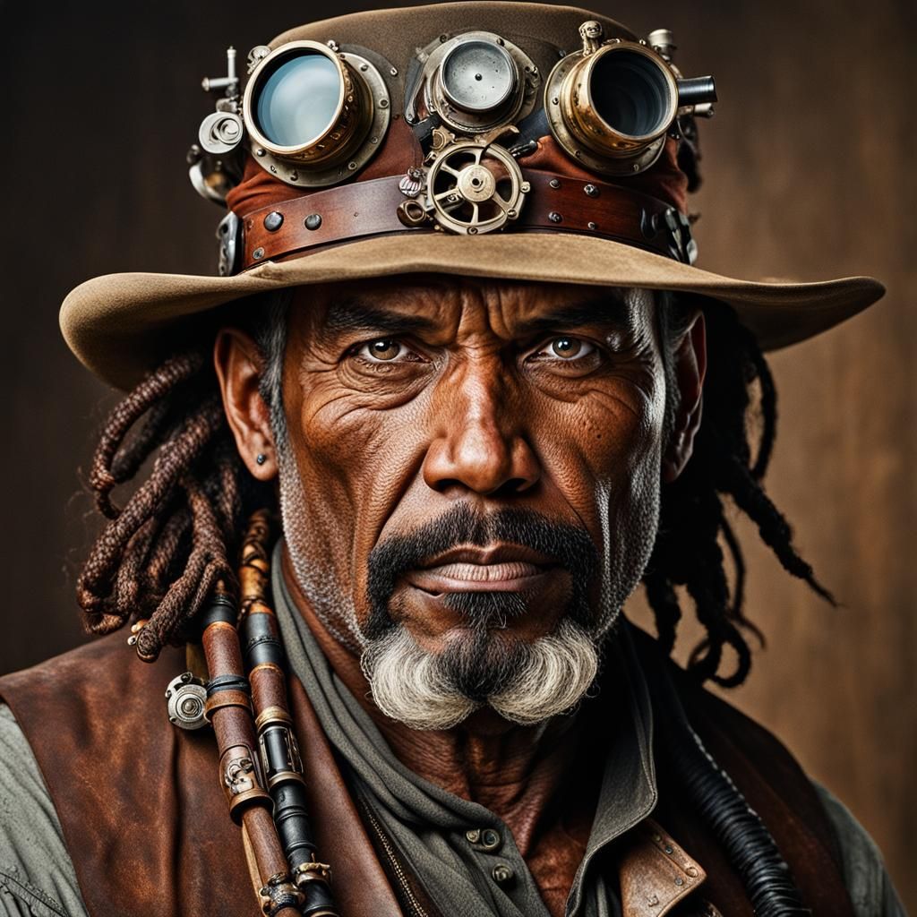 Steampunk Nomad Bounty Hunter Portrait in Wild West