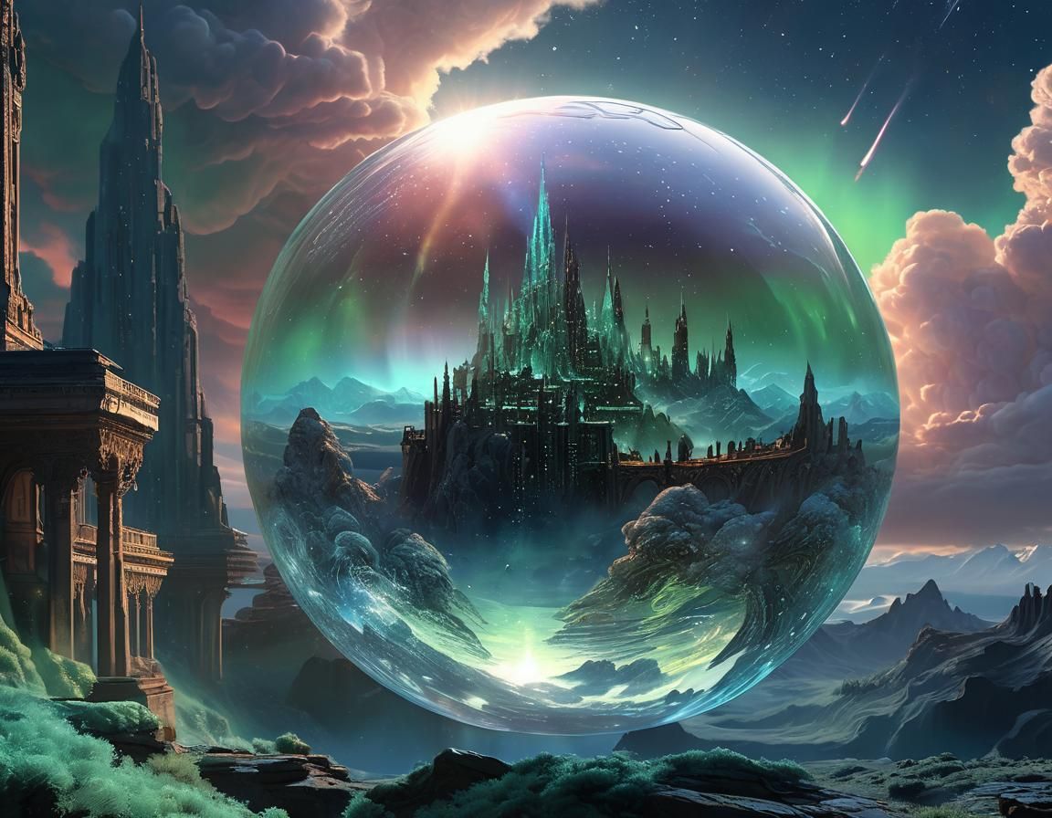 Glowing Crystal Orb in Ethereal Digital Painting