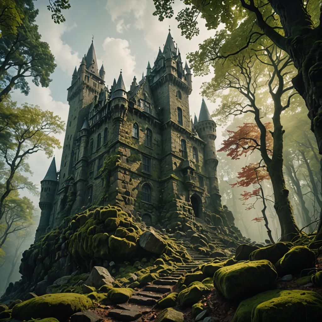 Mossy Castle in Fairytale Forest: Digital Matte Painting