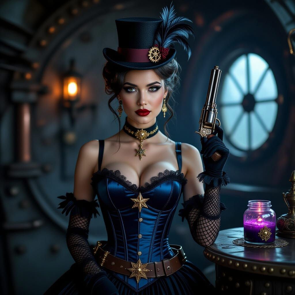 Hyper-photorealistic portrait of a pale-skinned woman with d...