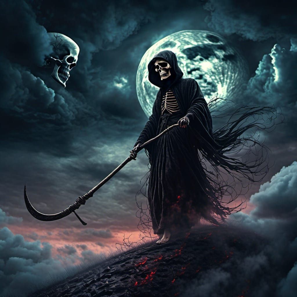 Scary Dark Wraith with Scythe Digital Art