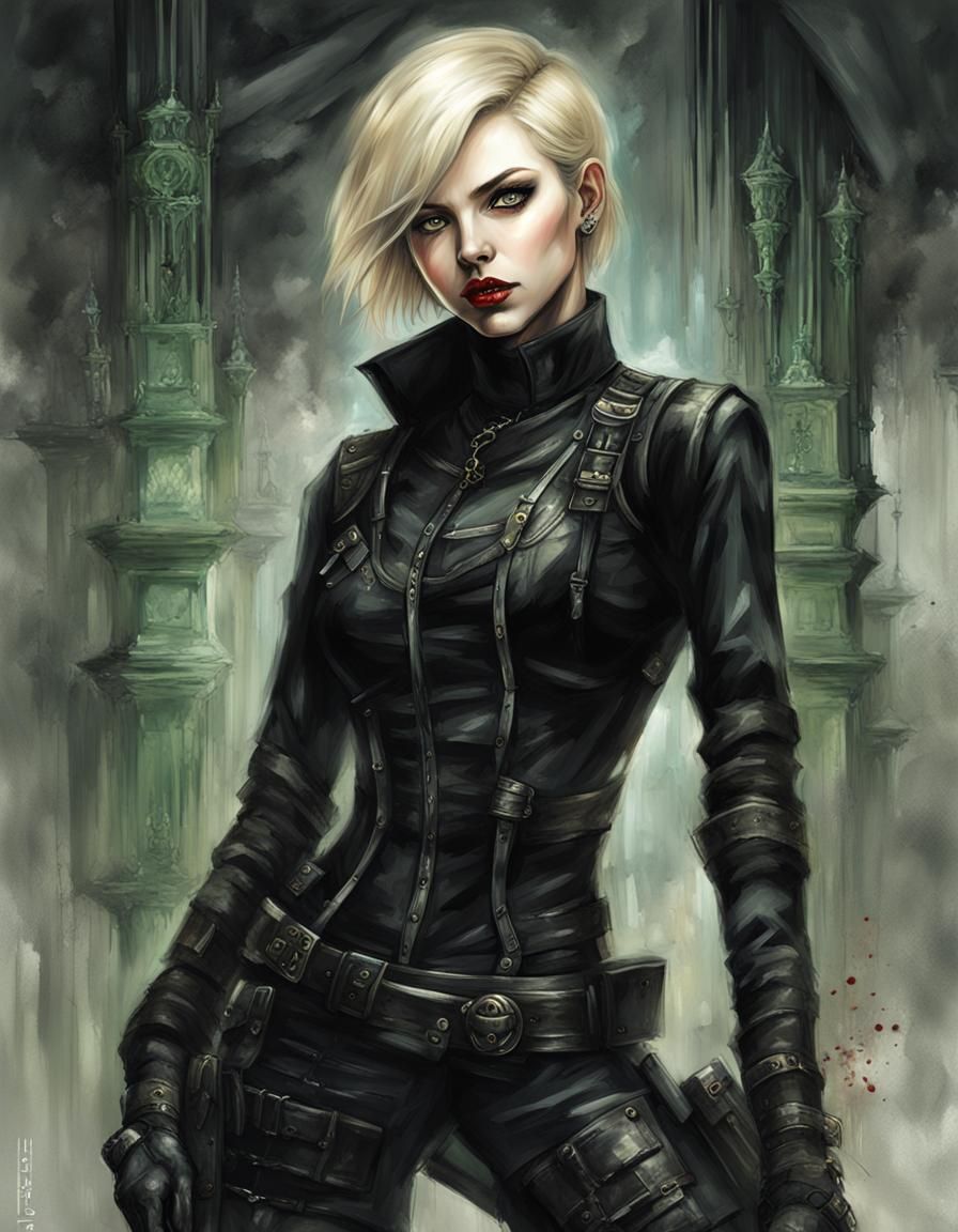 Gothic Assassin Portrait in Pin-Up Style