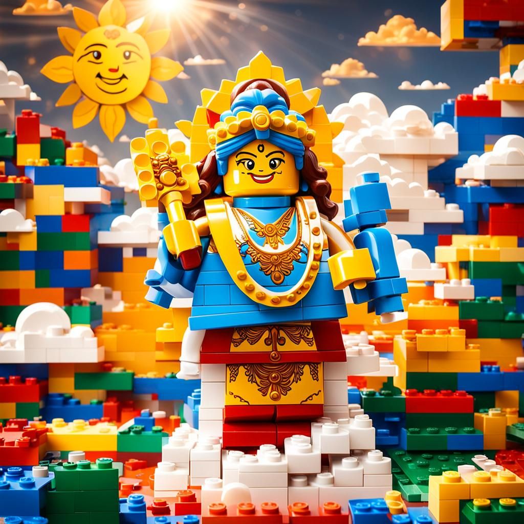 Saraswati Builds a Lego World in Heaven