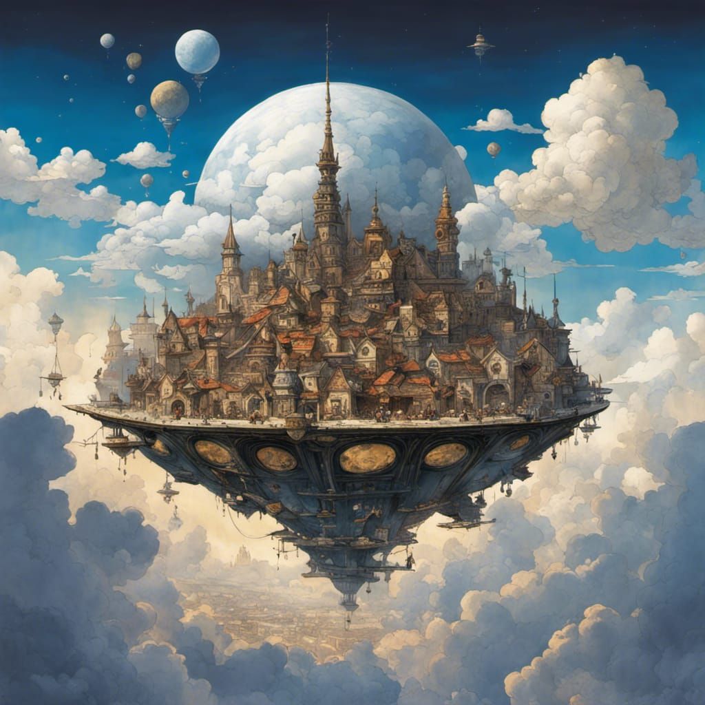Fantastical Sky City Digital Art