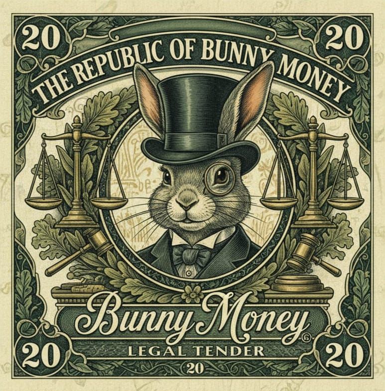 Intricate Bunny Money Legal Tender Design