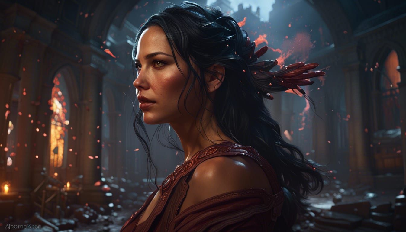 Detailed Dark Fantasy Portrait with Dynamic Lighting