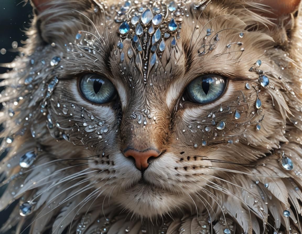 Bird and Cat Nose Close-Up in Ethereal Light