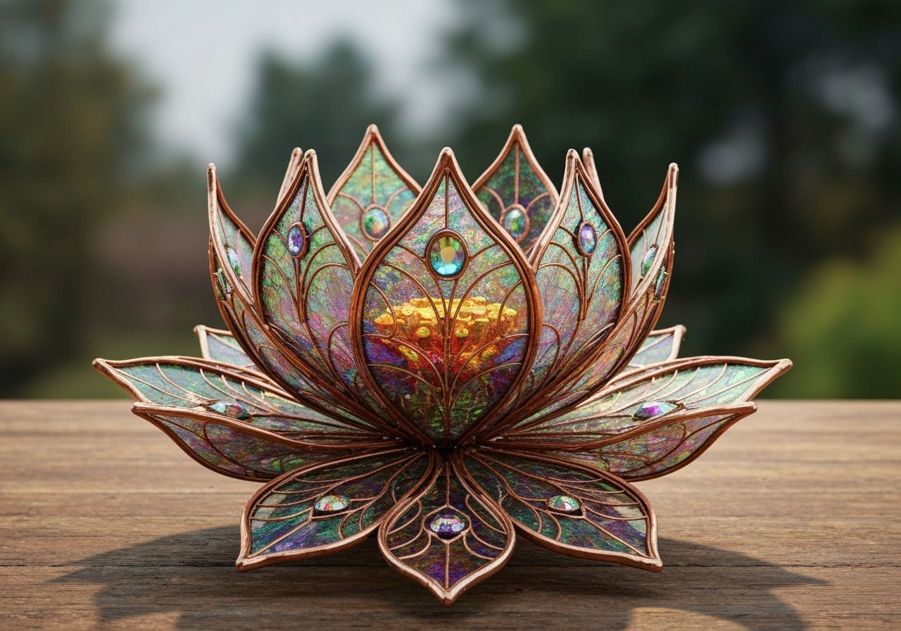 Stained Glass Lotus Flower Sculpture