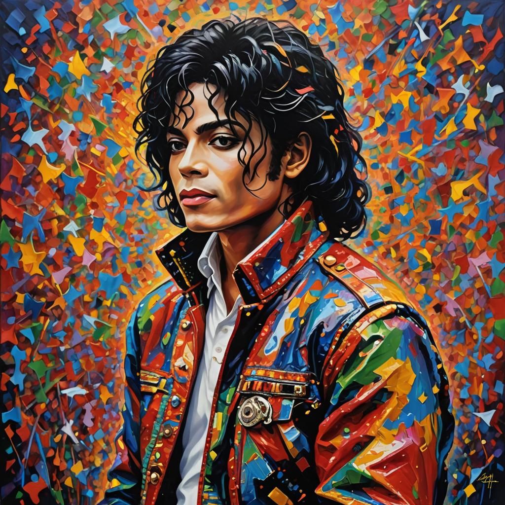 Michael Jackson Portrait in Neo-Impressionist Style