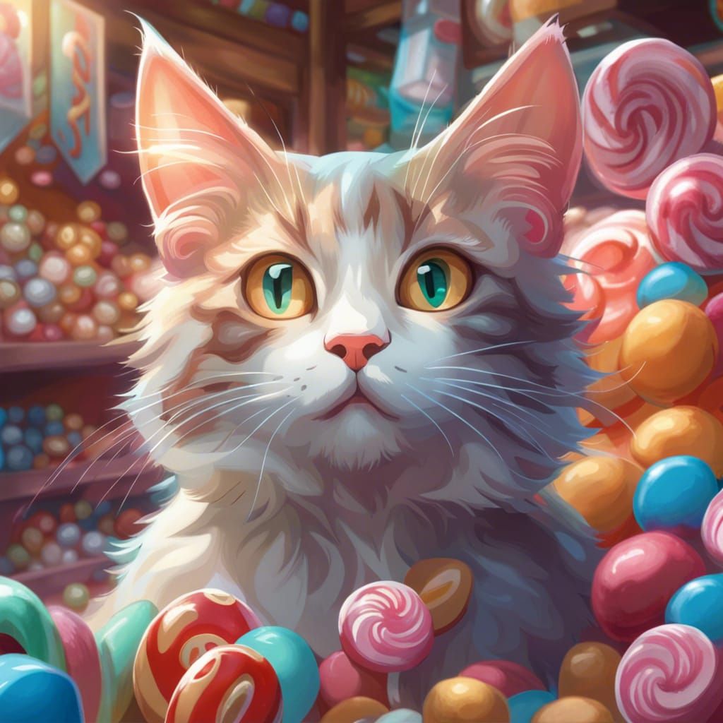Young Cat in a Candy Shop by Rutkowski