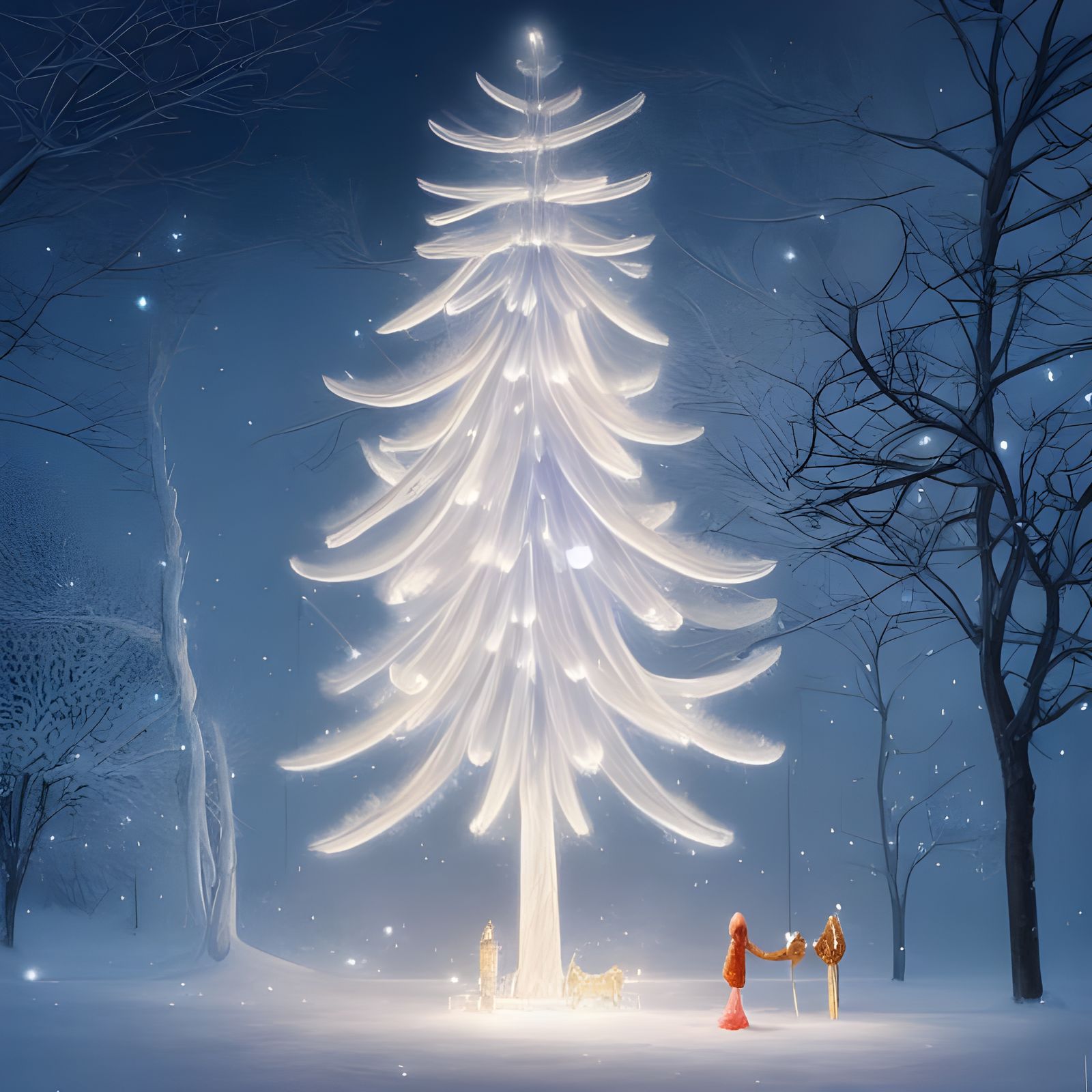 Glowing Crystalline Christmas Tree in Ethereal Fantasy