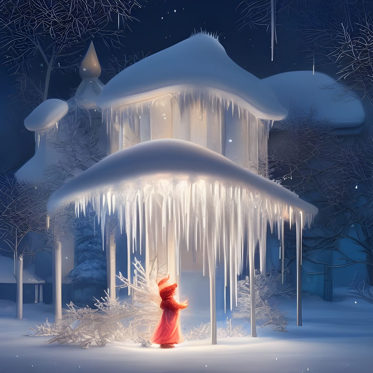 Glowing Crystalline Christmas Tree in Sci-Fi Landscape