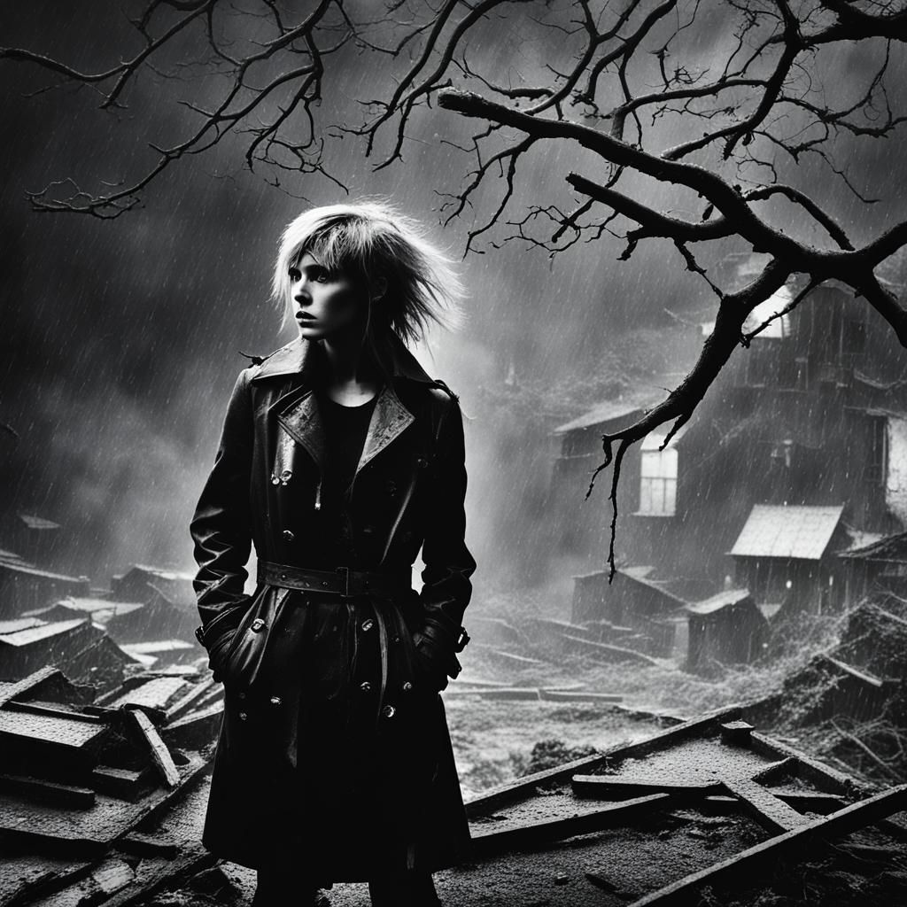 Haunted Punk: High Contrast Black and White Portrait