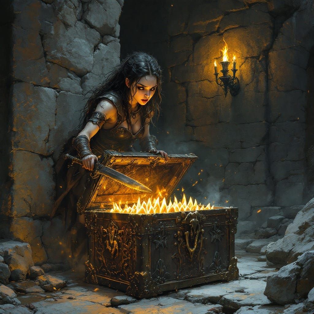 Battle-Hardened Warrior Faced with Ancient, Evil Treasure