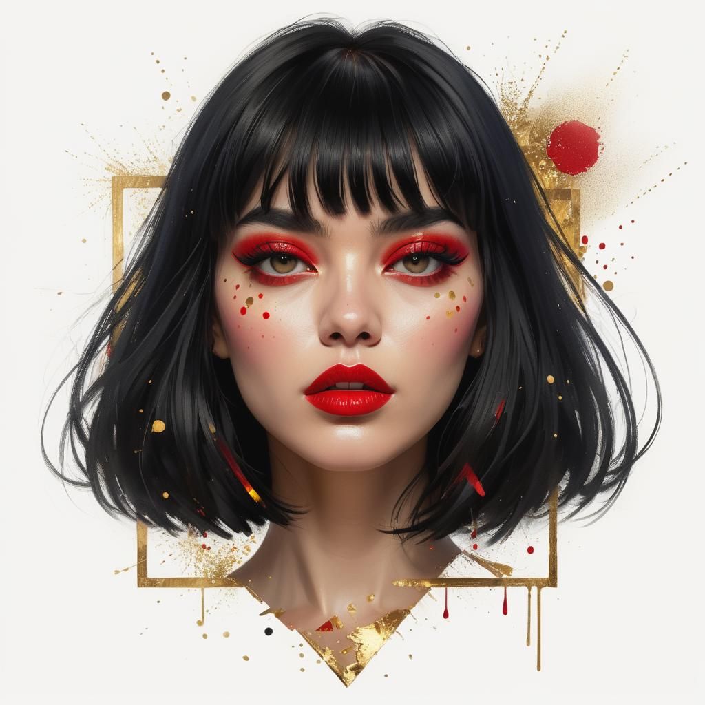 Vivid Portrait of a Woman with Gold Flecks