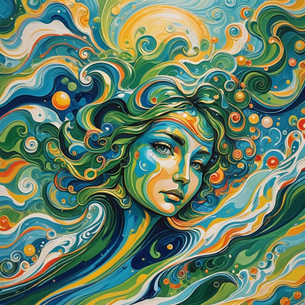 Venus Emerges in Psychedelic Pop Art Style