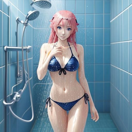 Anime Girl in Shower: Japanese Manga Style