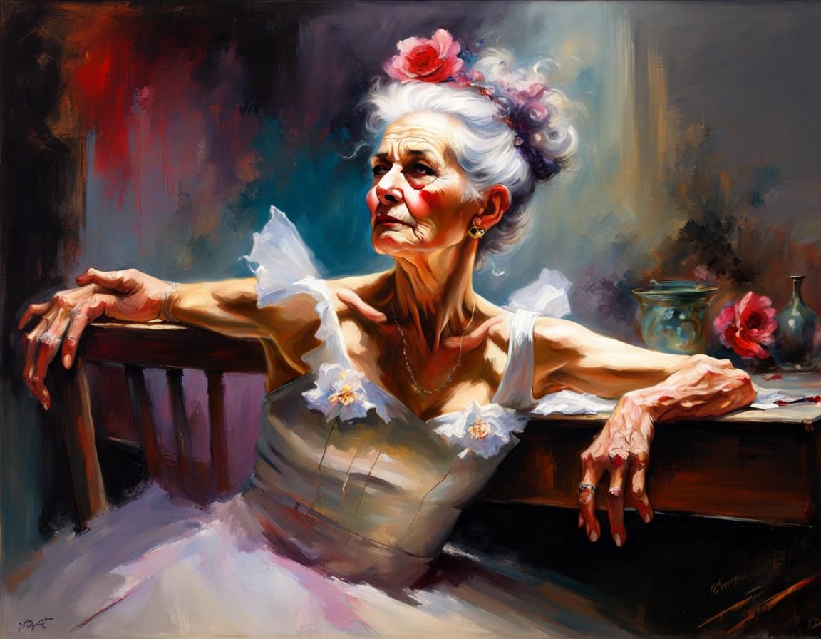 Contemplative Portrait of Ballerina in Dreamlike Chiaroscuro