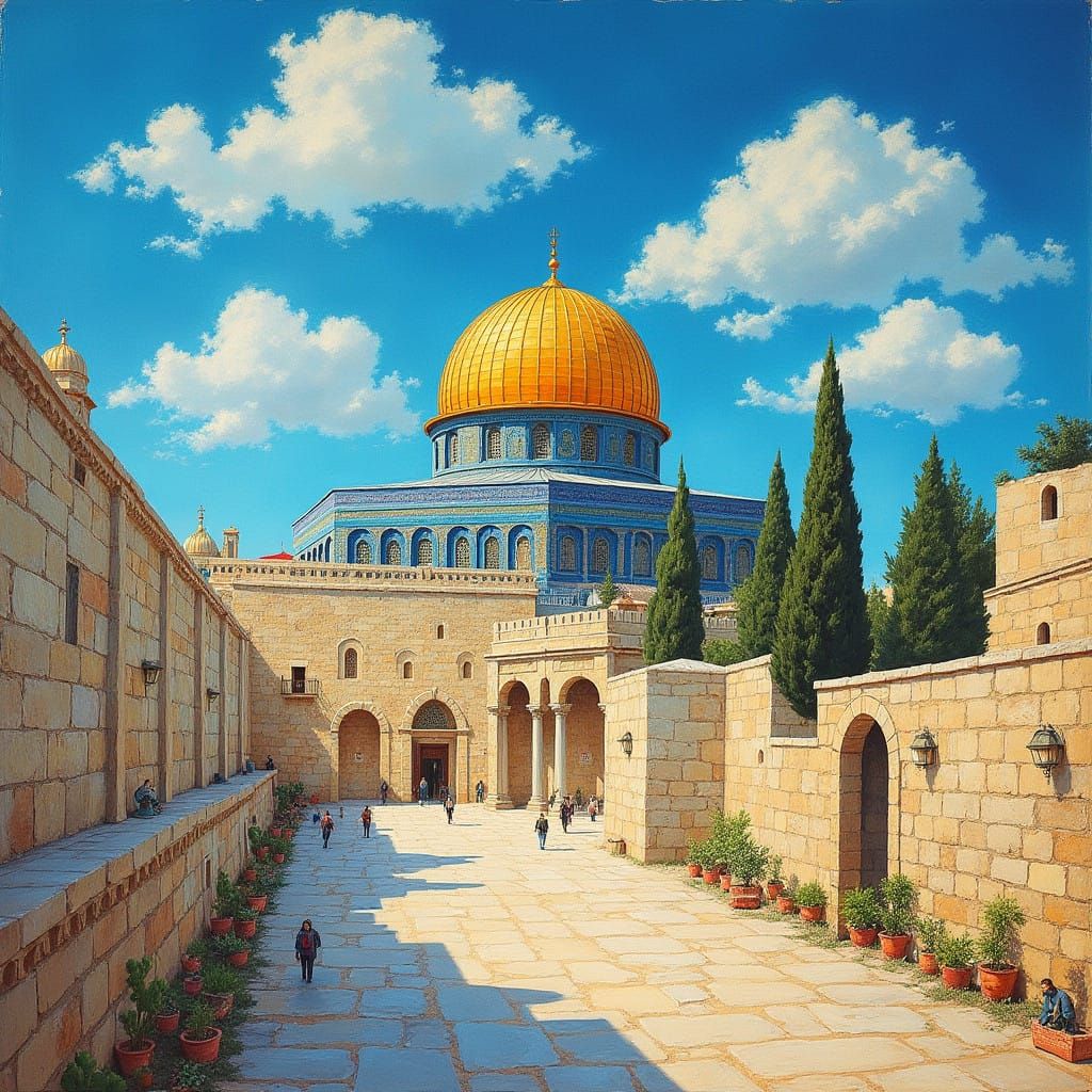 Surreal Beit HaMikdash Landscape in Vibrant Colors