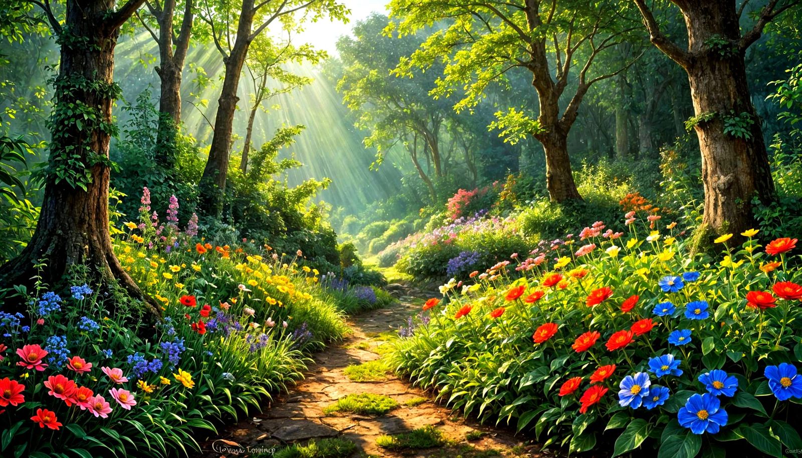 Symmetrical Garden Masterpiece in Oil Color Glazing