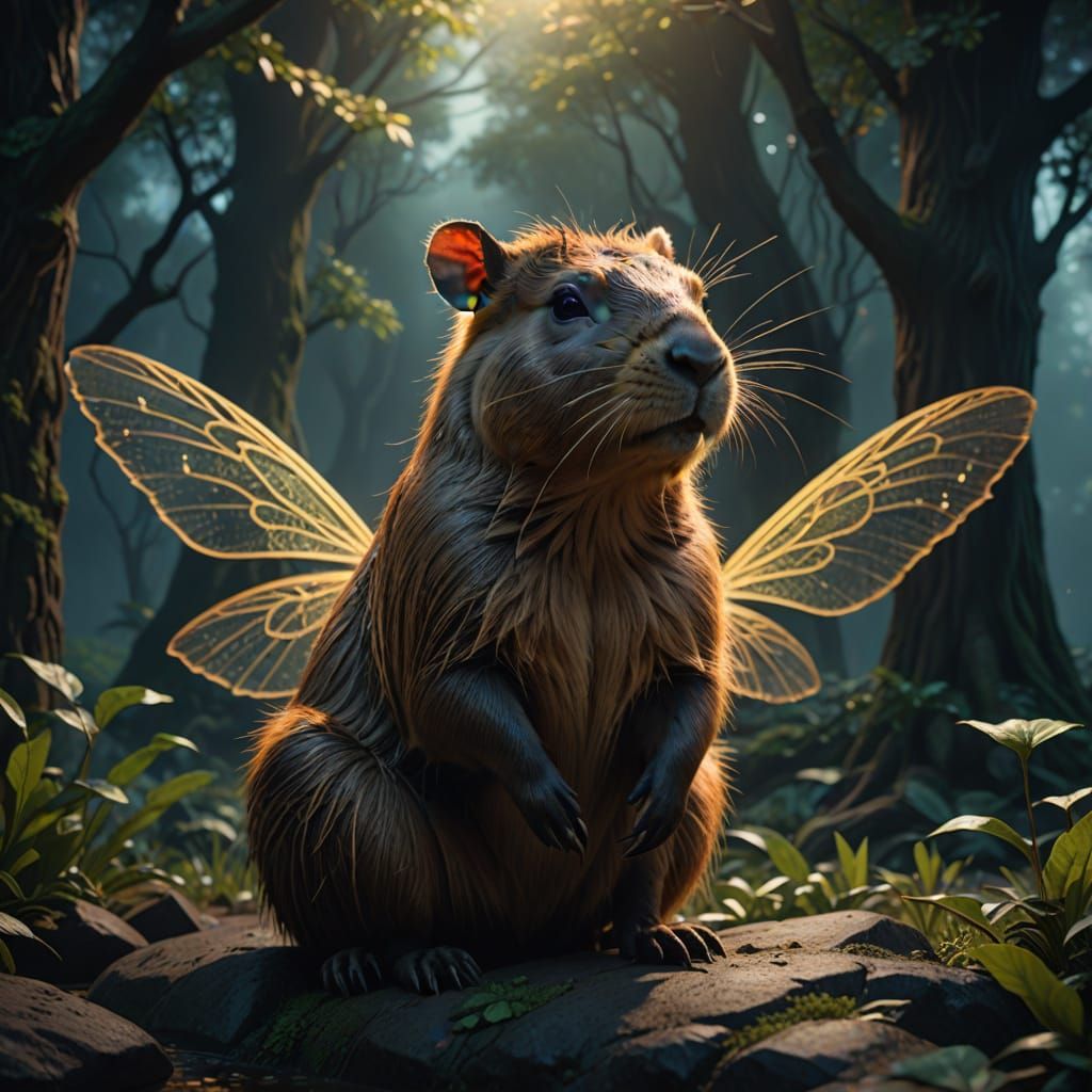Capybara Fairy in Digital Matte Painting