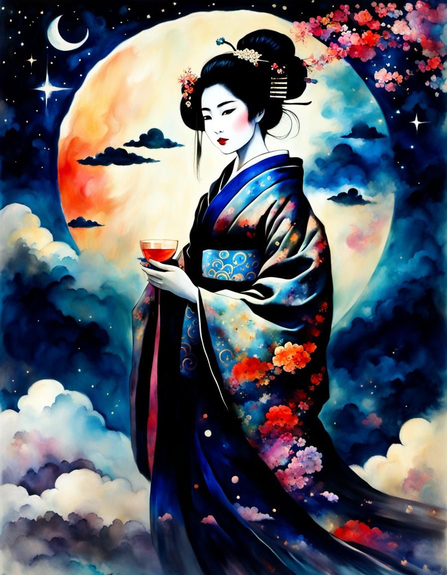 Beautiful Geisha in Dreamlike Japanese Art Style