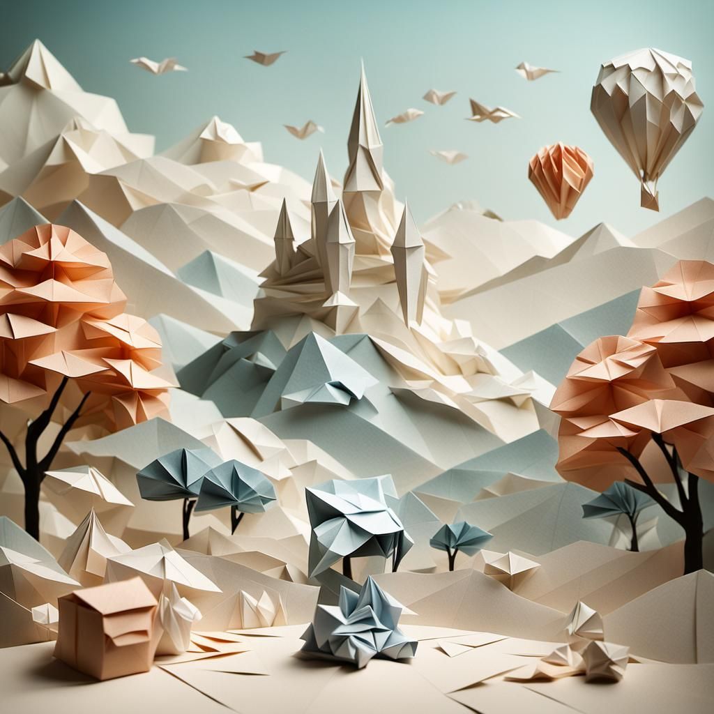 Origami Papercraft Portrait with Delicate Details