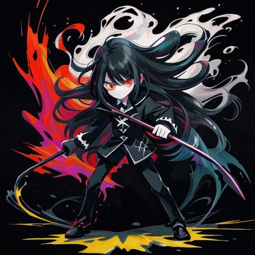 Anime Man with Red Eyes in Graffiti Art Style