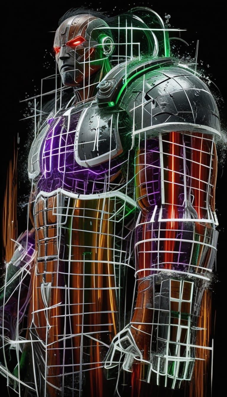 Abstract Art: White Lines on Vibrant Color Blocks