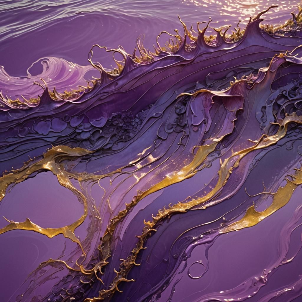 Mystical Leviathan Emerges from Purple Ocean